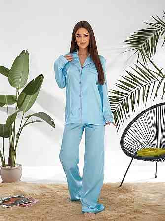 Жіноча бозова домашня піжама шовк армані Блакитний, 42/44 Одеса