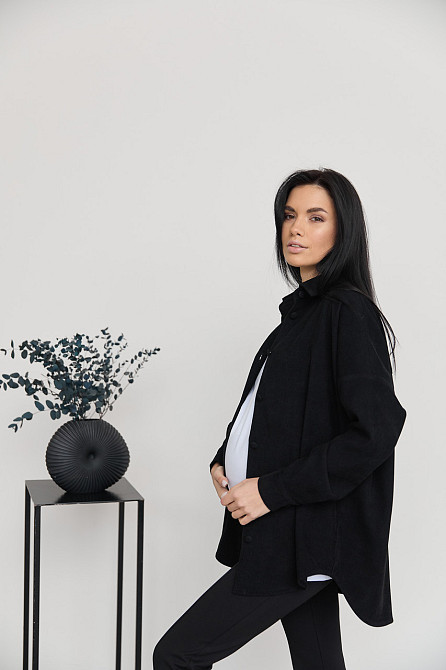 Сорочка вельветова для вагітних та годуючих мам Varna розмір S-М Lullababe Чорний Кривий Ріг - фото 6