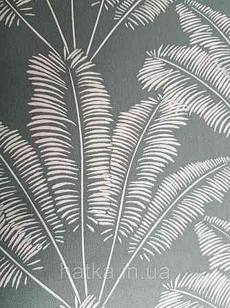 Шпалери флізелінові дитячі Caselio Our Planet листя папороті білі на сірому тлі Київ