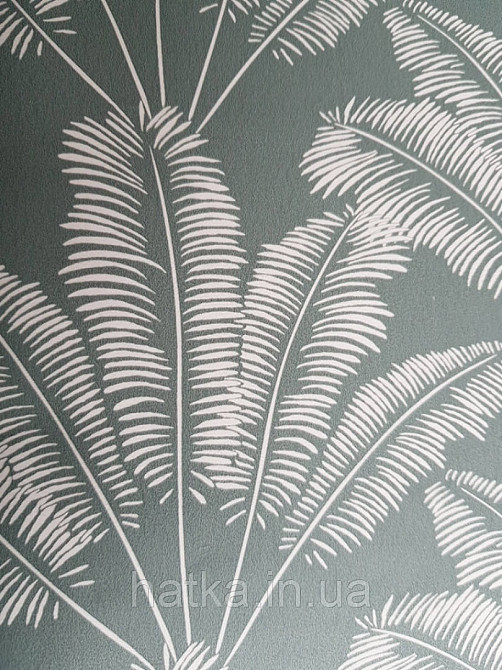 Шпалери флізелінові дитячі Caselio Our Planet листя папороті білі на сірому тлі Київ - фото 3