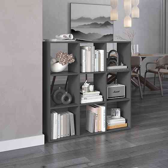 Стеллаж VAYS M-20 Антрацит, книжная полка с 9 ячейками, ЛДСП, 108×29×108 см - для дома, офиса, детской или гостиной Львов