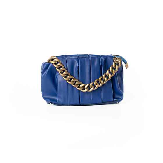 Сумка женская стильная летняя через плечо с ручкой цепочкой и съемным регулируемым ремешком, Синий Каменец-Подольский