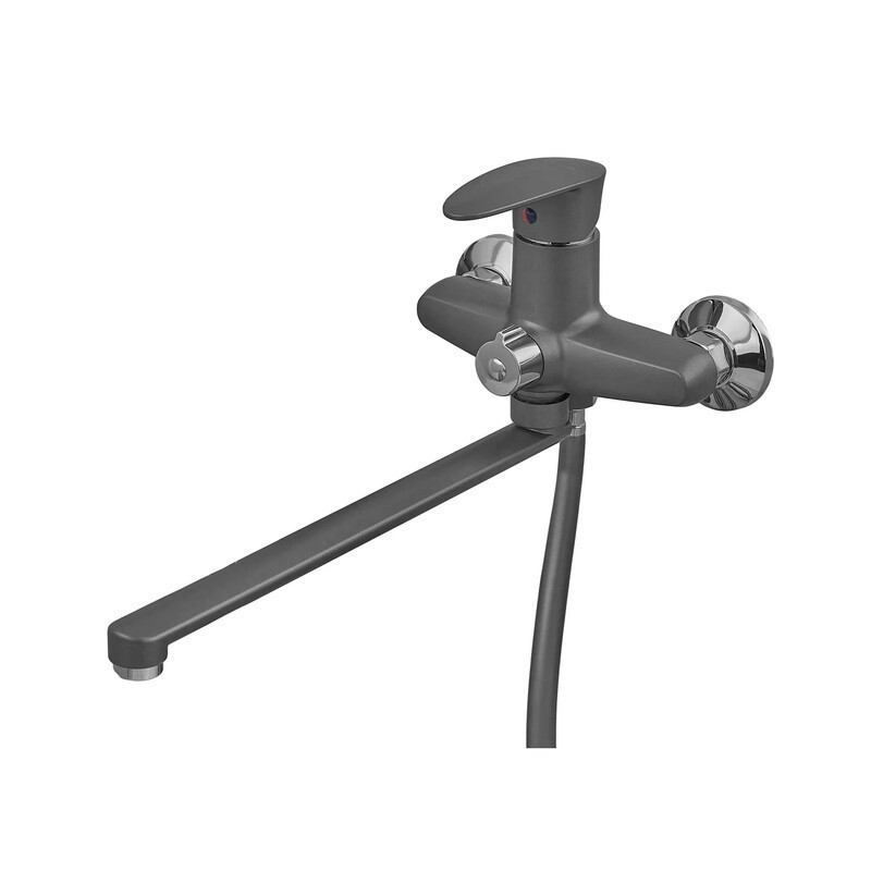 Змішувач для ванни Plamix CEZAR-006 EURO SET Graphite, зі шлангом, лійкою та кронштейном   ( PM0691 ) 24373 Харків - фото 7