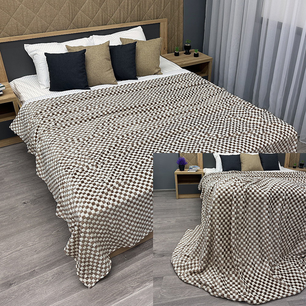 Плед-покривало Шахи 200х210 см (+-5см) Какао з молочним (87-038) Київ - фото 1