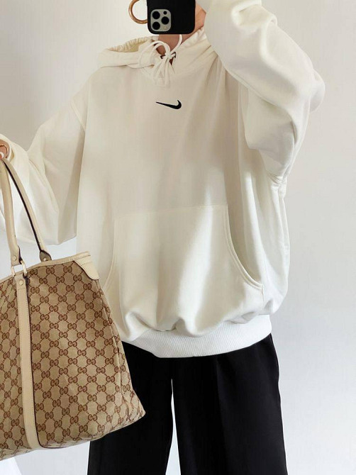 Женский стильный худикенгуру оversize кройки на тонком флисе Белый Одесса - изображение 3