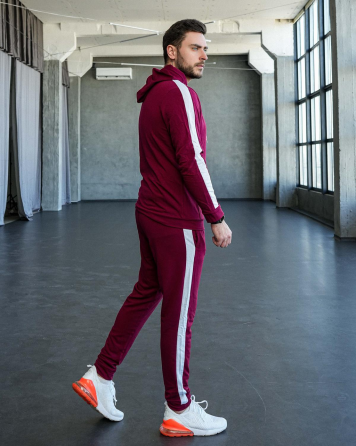 Костюм спортивний чоловічий лампаси весна Бордовийво-Білий XL Харків