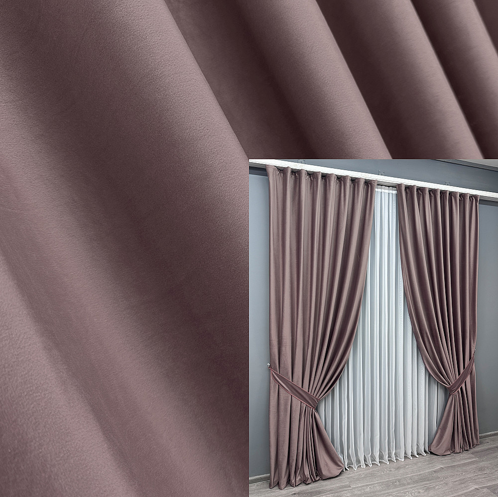 Комплект готовых штор VR-Textil Бархат № 1556ш Пудровый 200х290 см 2 шт (32-064) Киев - изображение 1