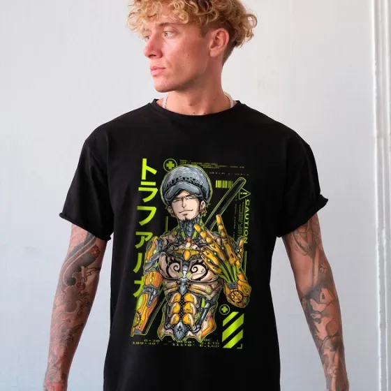 Футболка для подростка мальчика с принтом Ван Пис Кібер Трафальгар Ло Размер 160 Anime10044 Днепр