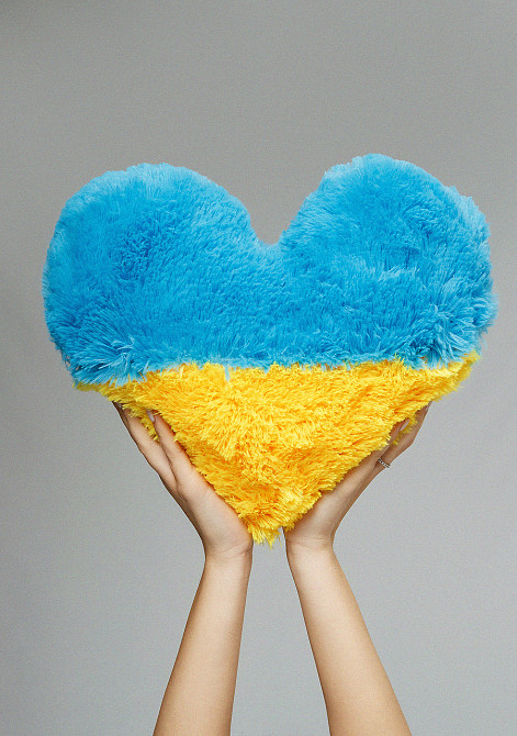Плюшева подушка Серце 30 см. Жовто-синій Тернопіль - фото 2
