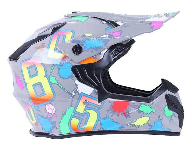 Мотошлем кроовый MD-911 (серый с цветной графикой, size S) Мукачево - изображение 3