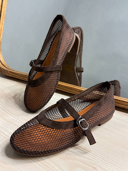 Балетки женские Meideli 300-7 Mary Jane сетка с ремешком коричневые, 39, 24,8 см Киев - изображение 15