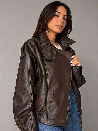 Куртка женская Lady Yep 30581 из экокожи косуха оверсайз коричневая, коричневый, S Киев