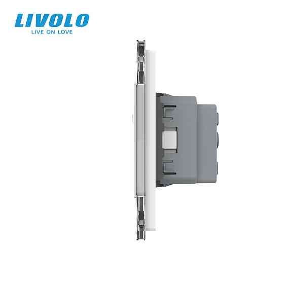 LIVOLO Чотирьохклавішний вимикач (2-2) з розеткою Livolo білий скло (VL-C7K2/K2/FCTC16A-6WP) Коломия