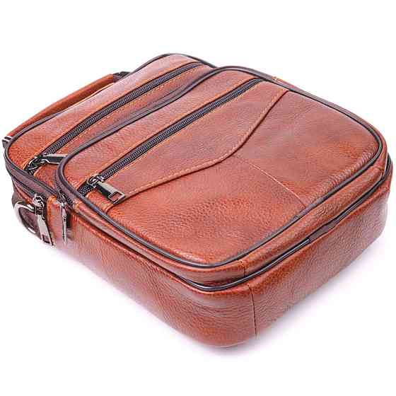 Відмінна чоловіча сумка з ручкою шкіряна 21277 Vintage Руда Київ