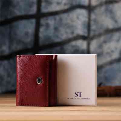 Гаманець ST Leather З натуральної шкіри Бордовий (23082) Вінниця