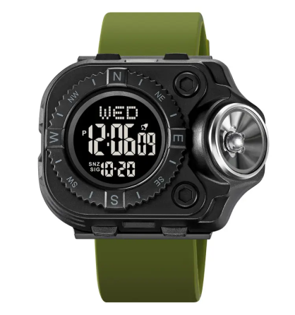 Чоловічий наручний годинник з ліхтарем Skmei 2187 Зелений з чорним циферблатом Вінниця