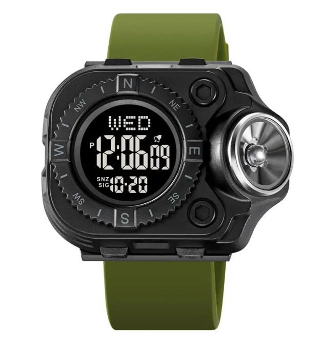 Чоловічий наручний годинник з ліхтарем Skmei 2187 Зелений з чорним циферблатом Вінниця - фото 1