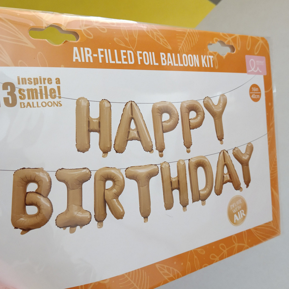 Фольгированные надувные шары буквы гирлянда Happy Birthday карамель высота 40 см Киев - изображение 2