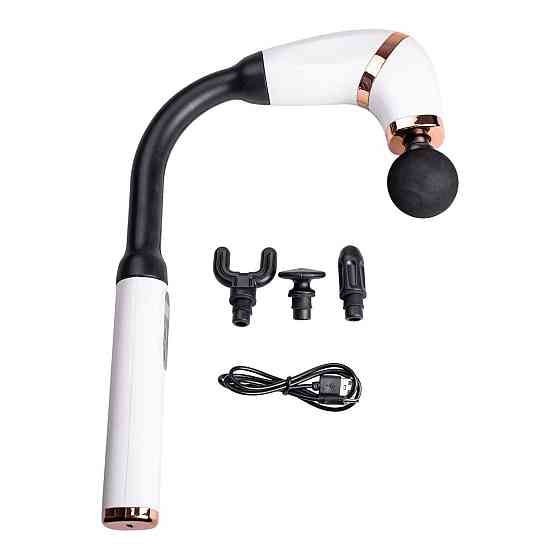 Перкуссионный ручной массажер аккумуляторный 17 Вт зарядка от USB до 3200 об/мин Белый HP-11-11W Киев