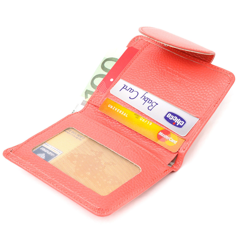 Стильный компактный женский кошелек из натуральной кожи CANPELLINI 21669 Коралловый Киев - изображение 6