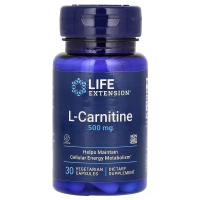 Вітамінно-мінеральний комплекс Life Extension L-Карнітин, 500 мг, L-Carnitine, 30 вегетаріанських капсул (LEX-15323) Вінниця - фото 1