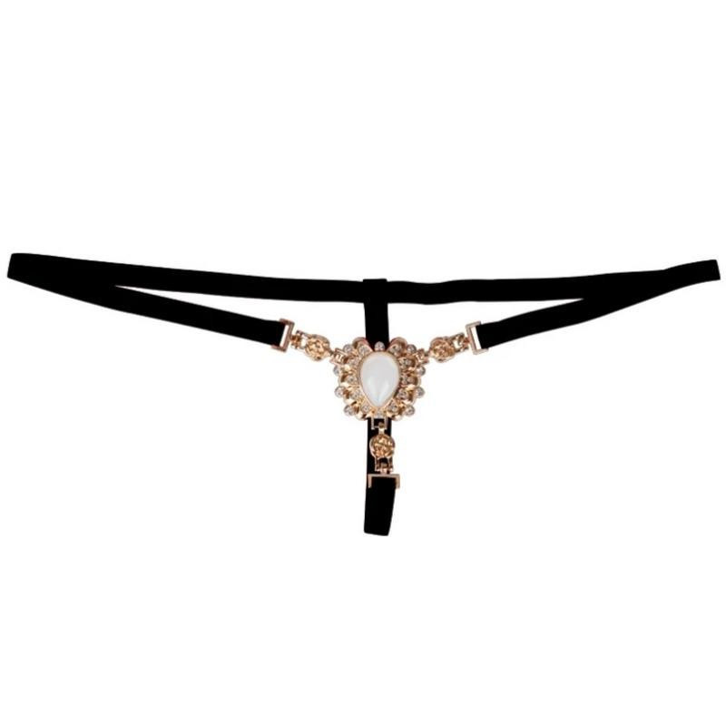 Еротичні стрінги з камінцями - розмір універсальний (на резинці), 15% нейлон, 85% поліестер Київ - фото 1