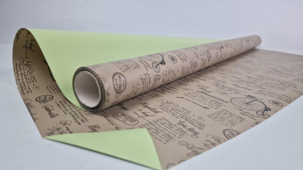 Плівка перлинна "Газета" для квітів 8 м газета крафт+салатовий (67) (h660) No809 (1 шт.) Харків - фото 1