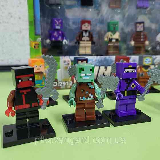 Набір фігурок Майнкрафт 12 героїв + зброя, з підставками 2912-2 Хмельницький