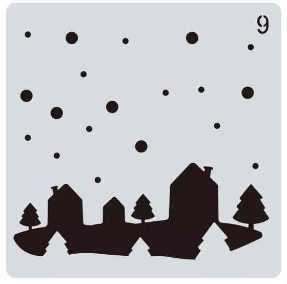 Трафарет для нового года на окна Город 15 на 15 см серый Киев