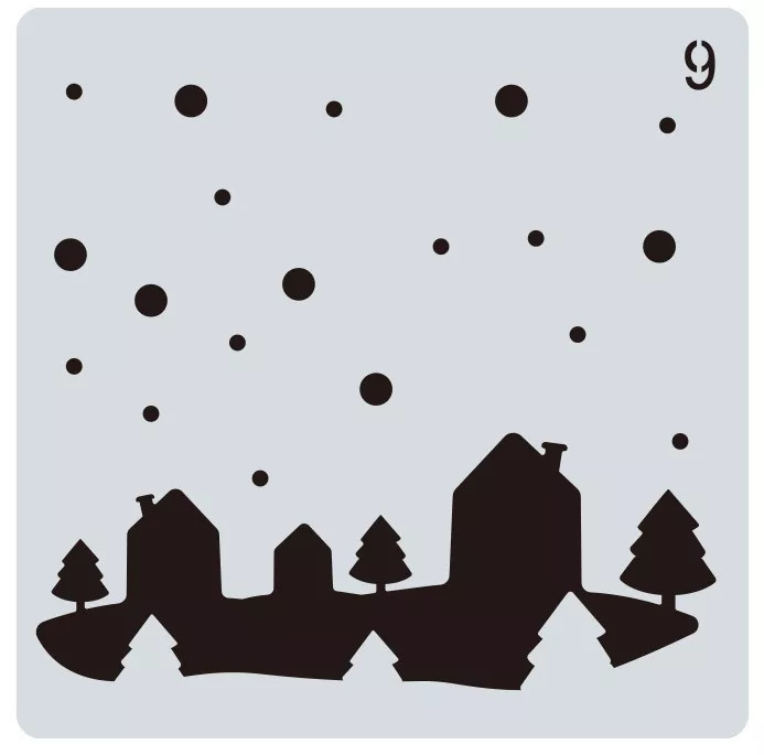 Трафарет для нового года на окна Город 15 на 15 см серый Киев - изображение 1