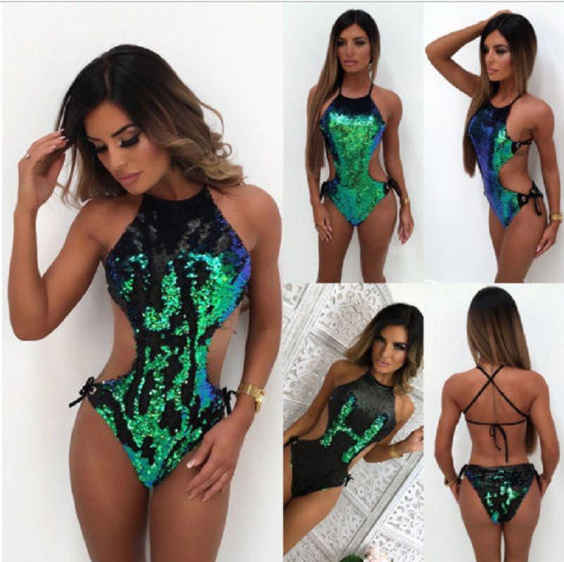 Купальник з паєтками суцільний 44 зелений Київ - фото 7