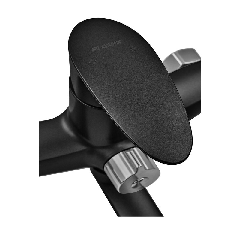 Смеситель для ванны Plamix CEZAR-006 EURO SET матовый черный с душевым шлангом, лейкой и кронштейном (PM0690) Харьков - изображение 7