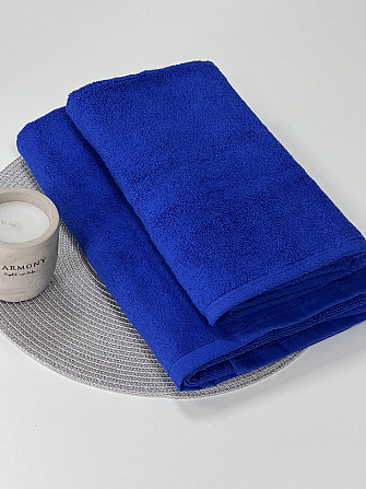 Комплект махрових рушників Ideal Textile 2 шт (50х90см + 70х140см) (56860378) Синій Чернівці - фото 2