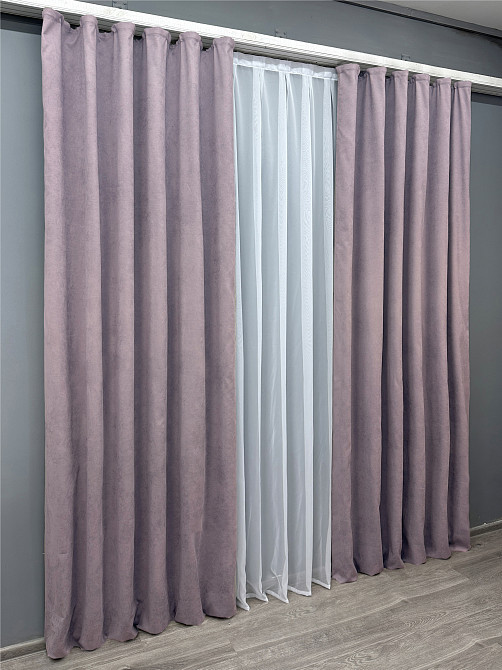 Комплект готових штор VR-Textil Мікровелюр Petek № 1493ш Лавандовий 150х270 см 2 шт (33-1264) Київ - фото 4