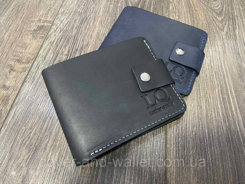 Стильный кошелек ручной роботы на кнопке из винтажной кожи Onda Киев - изображение 1