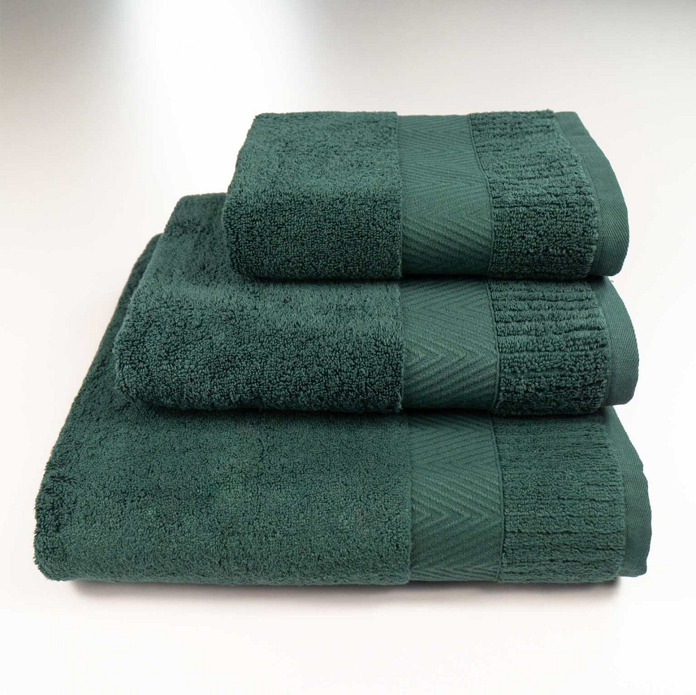 Комплект махрових рушників Зеро Твіст Бордюр 3шт 40x70см, 50x90см, 70x140см 550г/м2 (Зелений) Суми - фото 1