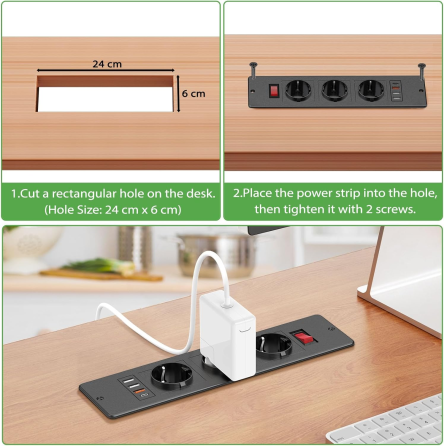 Вбудована розетка HANNELORE 3розетки + 1Type C (PD20W) + 3*USB-A Луцьк