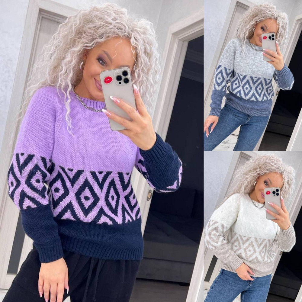 Женский яркий свитер с орнаментом. 46-54р Київ - фото 1