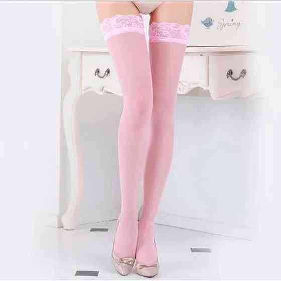 Панчохи з мереживом рожевий - XS/S/М - Еротична білизна Вінниця