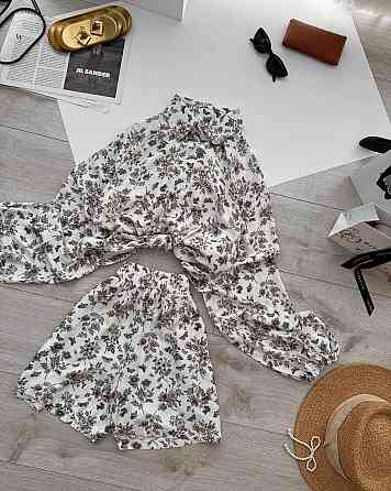 Женский стильный повседневный костюм из натуральной ткани штапель Одесса