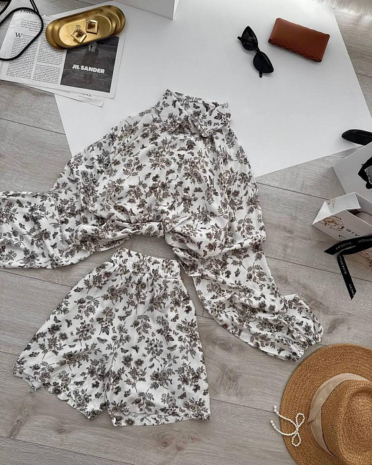 Жіночий стильний повсякденний костюм з натуральної тканини штапель Одеса - фото 1