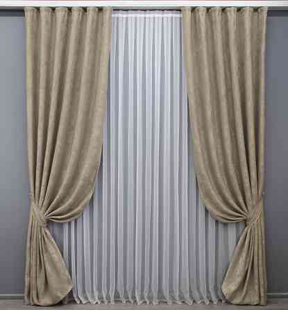 Комплект готовых штор VR-Textil Жаккард Sultan XO № 1683ш Капучино 100х270 см 2 шт (31-747) Киев
