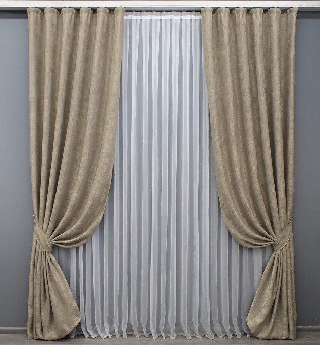 Комплект готових штор VR-Textil Жакард Sultan XO № 1683ш Капучино 100х270 см 2 шт (31-747) Київ - фото 2