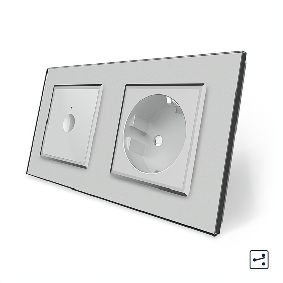 Сенсорний прохідний/перехресний вимикач Sense 1 сенсор 1 розетка Livolo сірий скло (VL-C7FC1S/FCTC16A-4IP) Коломыя