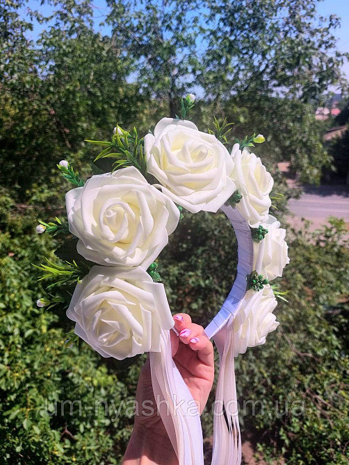 Айвори веночек Ободок обруч с цветами сценический айвори с лентами Кривой Рог - изображение 10