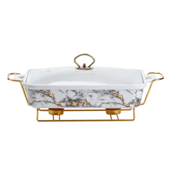 Мармитниця 2 л прямокутна фарфоровий мрамор 40х23 см Київ