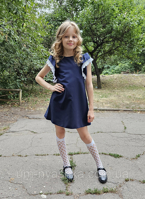 Школьный сарафан трапеция с кружевом Кокетка 122-146 Кривой Рог - изображение 1