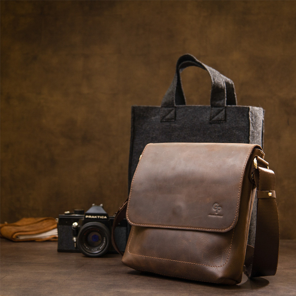 Чоловіча сумка-месенджер GRANDE PELLE 11432 Коричневий Київ - фото 1