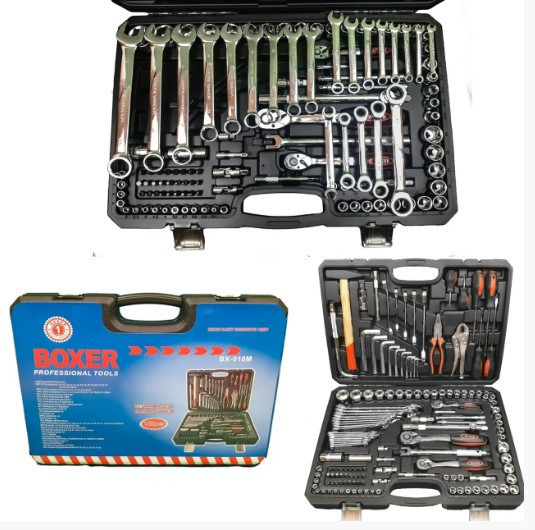 Набір ручних інструментів та ключів 142 предмети 1/2" 3/8" 1/4" в кейсі з тріскачками та головками Одеса - фото 4