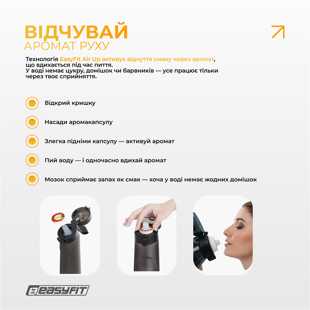 Спортивна пляшка для води зі смаками EasyFit Air Up (7 ароматизованих капсул у комплекті), 650 мл Коломия - фото 5
